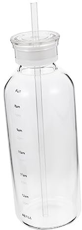 Warmhm Straw Water Bottle Lid Large Capacity Glass Cup for Travel and Daily Use