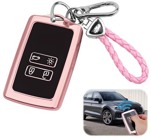LuxStellar Etui Carte Renault, 1pc Porte Clef Voiture en Silicone Rose pour Renault Captur Coque de Protection Élégante pour Clé de Voiture Cadeau Femme Anti Rayures et Anti Chocs
