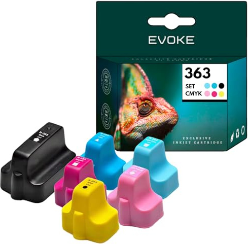 EVOKE 363 XL Patronen Set kompatibel zu HP Photosmart 3210 3213 3214 3310 (CMYK LC LM) 5890 Seiten 82ml