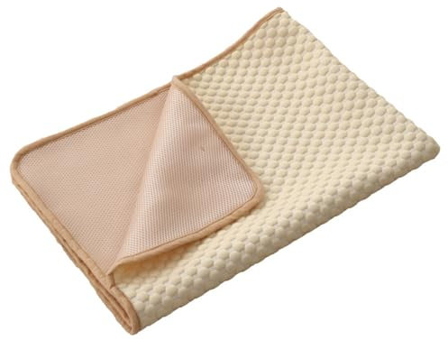 Xiyocadt Kühlmatte für Hunde Katzen, Kühlend Decke für Sommer, Selbstkühlend Haustiermatte, rutschfeste Komfortabel Kühlbett für Sofa, Kiste, Auto (Beige,L(80x60 cm, 12.5 kg oder weniger))