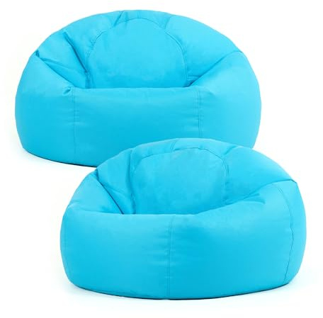 Bean Bag Bazaar Kingston Gaming Bean Bag with Filling, 2 Pack, Aqua | Made in the UK, Adult Beanbag, Durable Water-Resistant Fabric, Comfy Chair for Indoor and Outdoor Use
