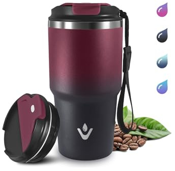 Grsta 20oz Tazza Termica, Termos Caffè, A Prova di Perdite Bicchiere Termico Ermetica Portatile, Tumbler Termico per Bevande Calde e Fredde, Isolata Sottovuoto In Acciaio Inox