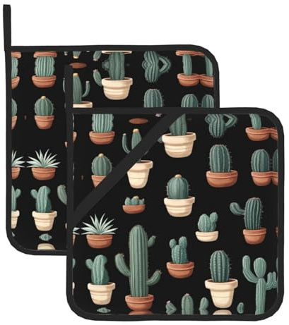 VVXBHGR Presine quadrate a forma di cactus in vaso, resistenti al calore, 20,3 x 20,3 cm, tessuti di qualità, antiscottatura e facili da pulire