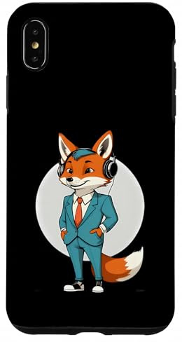 Fox Cartoon in Suit with Headphones Case for iPhone XS Max
