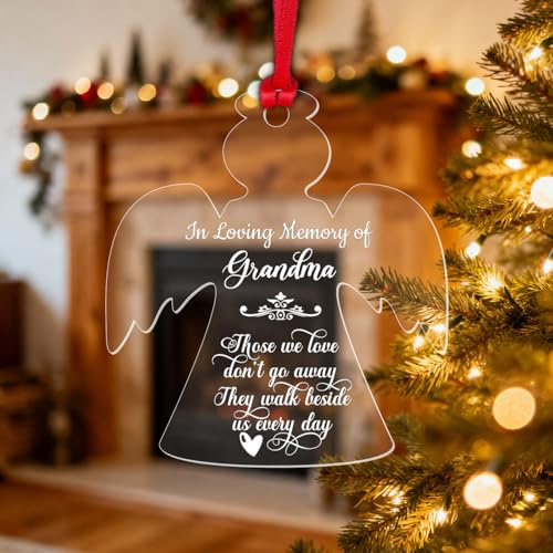 Personalised Name Memorial Christmas Bauble Xmas Tree Angel Remembrance Poem Gift