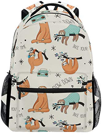 fifbird Unisex-Rucksack, niedliche Faultiere, Pyjama, Party, Schule, Buchtasche, Reisen, Wandern, Camping, Tagesrucksack, Schultasche