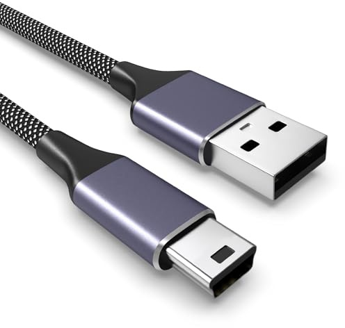 Sinoacc 1M Braided Mini USB Cable, Standard USB 2.0 to Mini B 480Mbps Data Transfer Cord Compatible with TI-84 Plus CE/Plus, TI Nspire CX II/CX CAS, PS3 Controller, Camera, Microphone & GPS