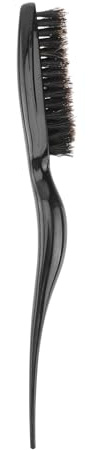 Cepillo de Cerdas de Jabalí para Cardar, Mango Ergonómico Negro | Plástico Ligero, Punta de Cola, Redondeado y Cómodo para Cuero Cabelludo, Portátil para Peluquería