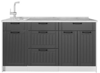 Vicco Köksblock Fame-Line, Mörkgrå/Vit, 150 cm AP Marble, för individuell expansion med kompatibla moduler