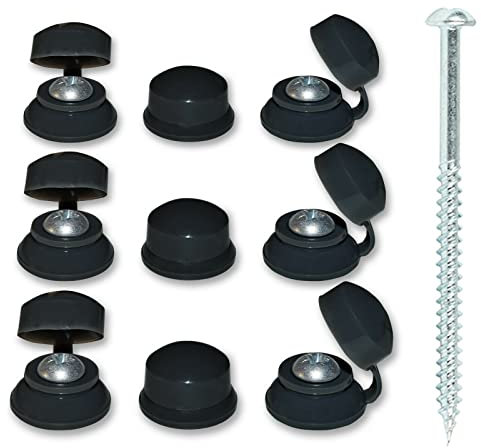100, 2 (50mm) Corrugated PAN Head Roofing 2 Screws and 100 Black Strap CAPS for Roofing Sheets