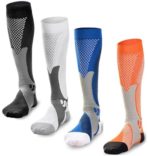 feifanshop 4 Paar Kompressionsstrümpfe für Herren & Damen Kompressionssocken für Sport/Joggen/Krankenschwestern/Flüge/Reisen/Schwangerschaft/Medizinische