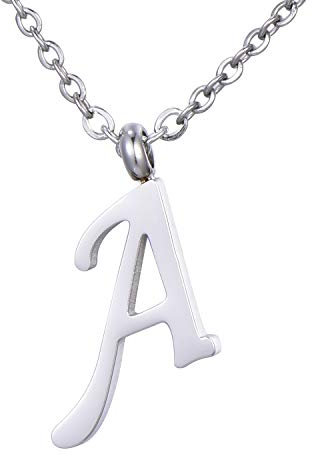 Morella Damen Halskette mit Buchstabe A Anhänger Edelstahl Silber in Schmuckbeutel