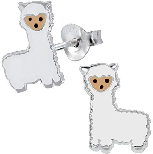 Kinder Mädchen Ohrringe 925 Sterling Silber Alpaka Lama Rosegold Gold Ohrstecker