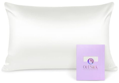 OLESILK Seide Kissenbezug Kissenhülle Haar- und Hautpflege mit Reißverschluss 16 Momme 1 Stück Elfenbein 50x70cm