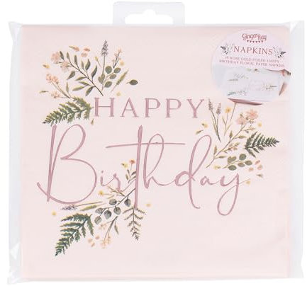 Ginger Ray Lot de 16 serviettes de table en feuille d'or rose