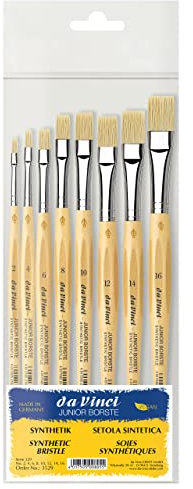 da Vinci Student Set 3529 • Junior Synthetic Hog Bristle for Any Type of Paint • 8 Brush Set: Series 329 Flat - Sizes 2, 4, 6, 8, 10, 12, 14 and 16 • Made in Germany