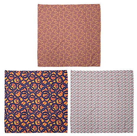ABAKUHAUS Unisex Bandana, Zufällige Dreiecksformen Großer kleiner Ring Formen Tangled Ogee Linien, 3er Pack, Mehrfarbig