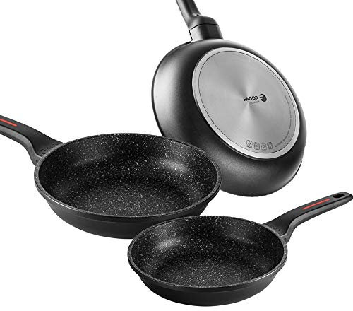 Fagor Alutherm - Set Sartenes 18 + 20 + 26cm, Aluminio Fundido, Antiadherente Bicapa, Todo Tipo de Cocinas, Inducción, Diseño Ergonómico, Uso Fácil