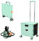 ZIYOU LANG 50L Folding Shopping Trolley Cart,60KG,4 Rotate and Detachable Wheels,Telescopic Aluminium Handles,Heavy Duty Foldable Storage Box for Shopping,Travel,Teacher,Camping(Green)