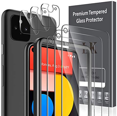 LK 6 Stück Schutzfolie Kompatibel mit Google Pixel 5, 3 Schutzfolie und 3 Kamera Schutzfolie, 9H Härte Schutzfolie, HD Klar Displayschutz, Kratzen Blasenfrei Einfacher Montage