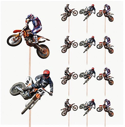AK Giftshop Motocross Stunt Riders Mix Geburtstag Party Essen Cupcakes Picks Dekorationen Topper (14 Stück)