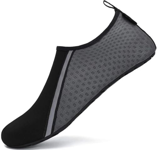 SAGUARO Badeschuhe Herren Wasserschuhe Damen Strandschuhe Schnelltrocknend Schwimmschuhe Licht Weich Aquaschuhe Neoprenschuhe Hausschuhe 031 Grau Gr.40/41