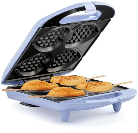 Holstein Housewares - Non-Stick Heart Waffle Maker, 120 Volts, Lavender - Makes 4 Heart-Shaped Waffles in Minutes
