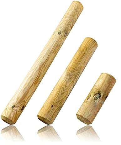 BooGardi Palissades rondes en bois chanfreinées en 18 tailles - Diamètre : 10 cm - Longueur : 100 cm - Bois rond - Palissades de jardin imprégnées - Pour bordure de parterre - Bac à sable