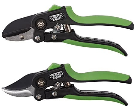 Draper Expert 200mm Bypass & Anvil Secateurs Pruner | Garden Tools Set-2 Piece | Pruning Gardening Hand Tools | Heavy Duty Garden Cutting Tool | Carbon Steel Blades | 08986