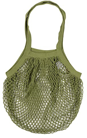Tranquillo Einkaufsnetz Netztasche Einkaufstasche Netz Wiederverwendbar Mesh aus 100% Baumwolle (bio) Netzbeutel für Obst Gemüse Markt/Lebensmittel einkaufen, 40 x 50 cm OLIVE