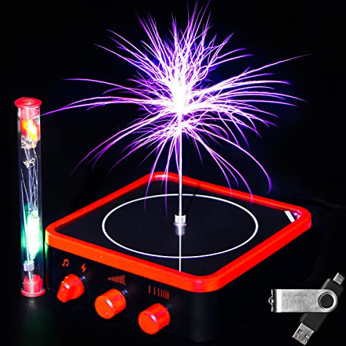Vastarry Mini Tesla Spule Music Tesla Coil Blitzmodell Electric Power Wireless Transmission Model Science Experiment Tool (Roter Rand)
