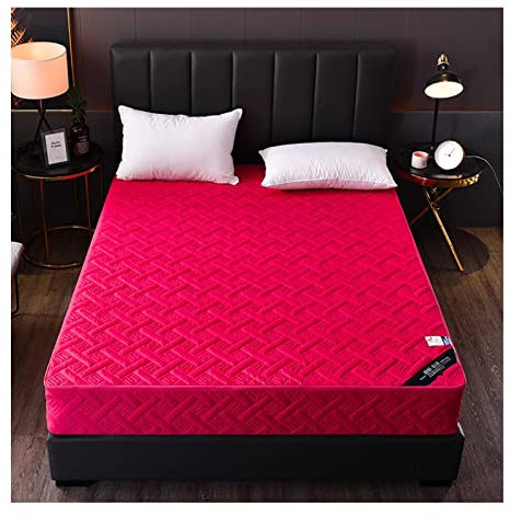 FORLUZ Coprimaterasso, Coprimaterasso Trapuntato con Cerniera Queen Twin Lenzuolo con Angoli Coprimaterasso Impermeabile Rimovibile in Poliestere a Sei Lati (Color : Red, Size : 120x200x15cm)