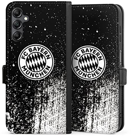 Klapphülle kompatibel mit Samsung Galaxy A 14 5G Handyhülle aus Kunst Leder schwarz Flip Case FC Bayern München Offizielles Lizenzprodukt FCB
