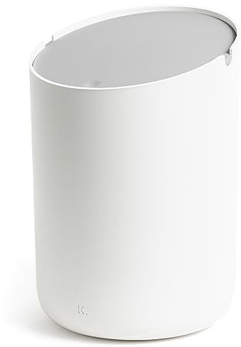 Kazai.® Pequeña Papelera 'Tove' - 1,5L | Exclusivo Mini Cubo de Diseño de Berlín | Para el Baño, la Cocina y como Cubo de Mesa | Antideslizante, Cubo Interior | Blanco, Gris claro