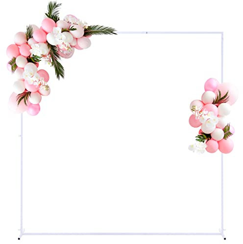 sourcing map Metall Hochzeit Bogen 6.6Ft x 6.6Ft Viereckig Bogen Kulissenständer Weiß für Basteln Hochzeit Geburtstag Party Veranstaltungen Zeremonie