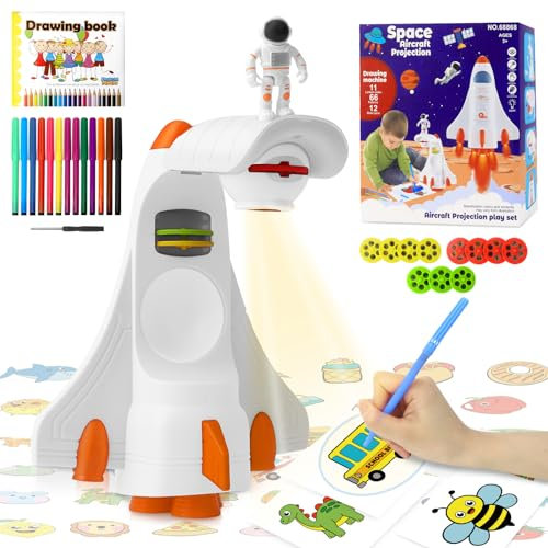 CS COSDDI Tavolino da Disegno con Proiettore di Immagini per Bambini, Proiettore per Disegnare, Proiettore Disegno Bambini con 66 Modelli per Regali per Bambini e Bambine dai 3 Anni in su