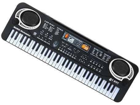 61 Tasten, Schwarze Digitale Musik, Elektronische Tastatur, Klavier, Musikinstrument Mit Mini-Mikrofon Keyboard-Klavier für Anfänger (Color : EU)