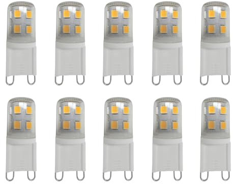 HAUMu G9 LED Lampen 2W Warmweiß 2700K, 200LM Glühbirne, Entspricht 20W Halogen birne, Kein Flackern LED G9 Leuchtmittel, AC 220-240V, 360°Abstrahlwinkel, 10er Pack