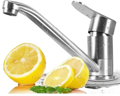 Classic Single Handle Kitchen tap,Commercial Kitchen Mixer Tap with Hot and Cold Water Hoses,Brushed Nickel Single Hole Kitchen Sink tap,Bar Sink Tap