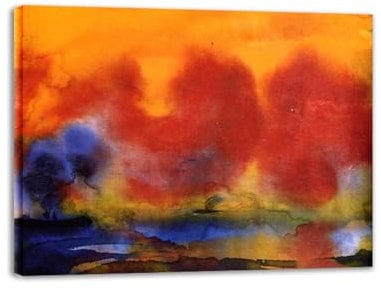 RYLJCZ Gerahmt–berühmte Wandkunst-Reproduktion–Nolde-Abstrakte berühmte Gemälde –abstrakte leinwandbilder- für Büro und Wohnzimmer Dekorative (Roter Himmel), 80 x 105 cm (31,5 x 41,3), gerahmt