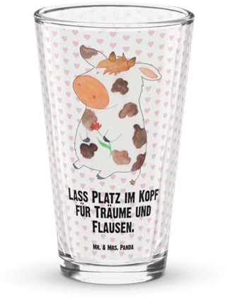 Mr. & Mrs. Panda Premium Trinkglas Kuh - Geschenk, Pint Glas, Landwirtin, Bierglas, Bauernhof, Cocktail Glas, Hoftiere, Kühe, Wasserglas, Träume,
