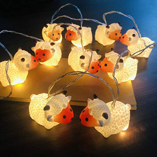 Riaxuebiy Niedliche Schaf Lichterketten Lamm Form Nachtlicht Batteriebetriebenes für Halloween Thanksgiving Bauernhaus Party Kinder Schlafzimmer Dekoration (Schaf)