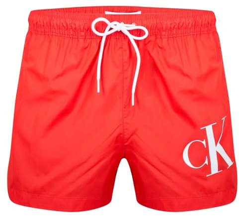 Calvin Klein Pantaloncini da Bagno da Uomo con Logo, Rosso, L