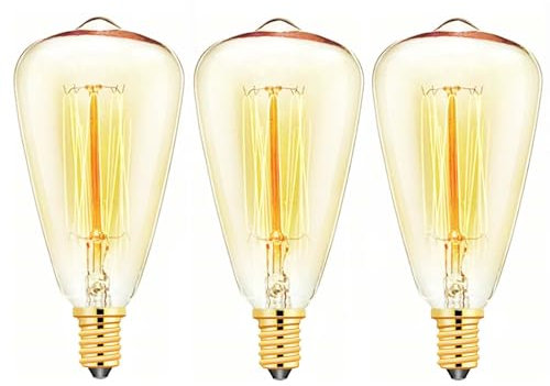 E14 40W Vintage Edison Light Bulb Dimmable Retro Filament Light Bulbs， ST48 Decorative Light Bulb，Warm White 2700K，Candle Bulbs Edison Small Screw Light Bulbs，3 Pack.