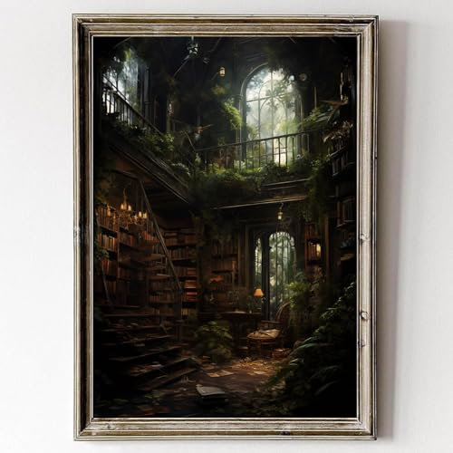AISSPINGET Dark Academia Viktorianische Gotik Wandkunst Mittelalterliches Schloss Poster Botanischer Druck Vintage Gothic Wandkunst Gothic Bilder für Wand