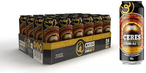 Ceres Strong Ale - 24 Lattine da 50 cl, Birra Bionda Doppio Malto con Riflessi Dorati, Gradazione Alcolica 7,7°C, Gusto Ricco ed Intenso con Sentori di Malto