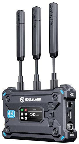 Hollyland Pyro S - Distanza radio wireless SDI HDMI 4K30/1080p60, portata 400 m, latenza 50 ms, fino a 4 ricevitori, Auto Dual Band Hopping Smart Channel Scan, UVC-Live-Stream APP monitorabile (1RX)