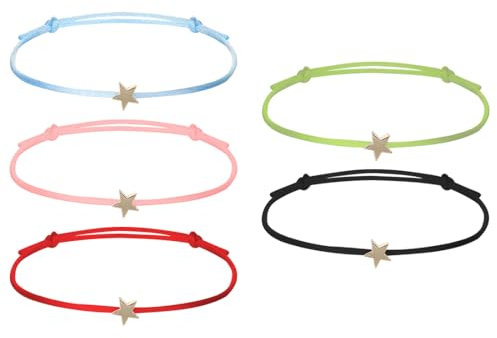 QEQSHQO 5pcs Pentagramm Freundschaftsarmband Pentagramm Seil Armband Stern Armband verstellbare Größe Pentagramm Armband für Frauen und Mädchen