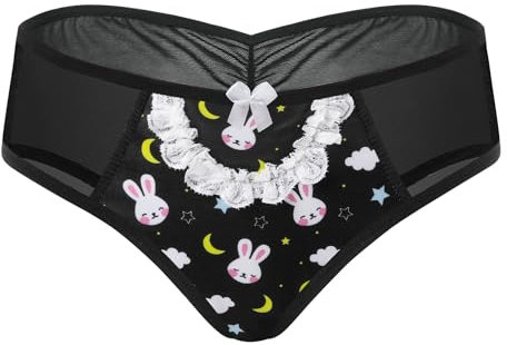 LittleForBig Unisex Hipster Briefs Snuggle Bunny Pattern Mesh Shaping Tucking Gaff Briefs for Sissies Crossdressers Transgender Individuals Black XS