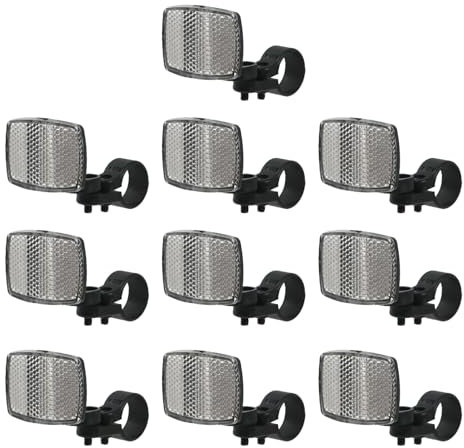 Nicerity 10 x Fahrrad-Frontreflektoren, Sicherheitswarnreflektoren für Lenker und Nachtfahrten (weiß)